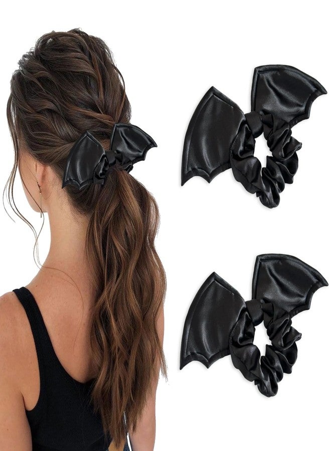 AIUPUOC Halloween Bat Hair Scrunchies for Women Goth Hair Accessories Black Bats Headbands Elastic Hair Ties Black Bat Scrunchies Gothic Hairband Cute Halloween Rubber Band Party Supplies - Image 1